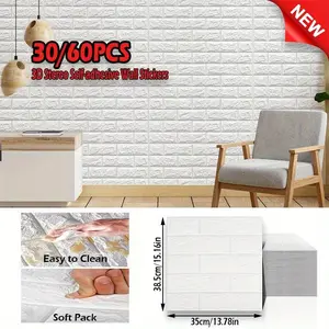 60 Sheets 3mm Thick 3D Vintage Brick Pattern Xpe Wallpaper, Self-Adhesive Easy Peel, Ideal for Living Room, Kitchen, Bedroom, Office Decor