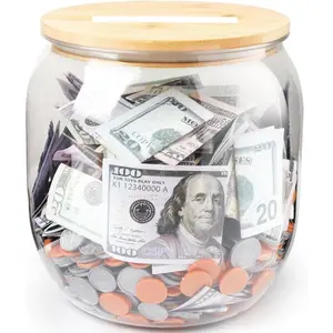 Large Clear   Jar with Slotted Lid, One Gallon   Tip Change Savings  Jar for  or Raffle Ticket, Big Clear   Tip Piggy Change  Box for Adults Teens