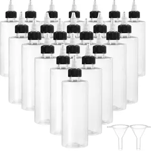 8oz Plastic Squeezing Bottles, Clear Oil Dispenser Dropper Bottle Applicator with Twist Top Cap and Leak-Proof Inner Gasket for Crafts, Art, Glue, Paint and More (8 OZ)