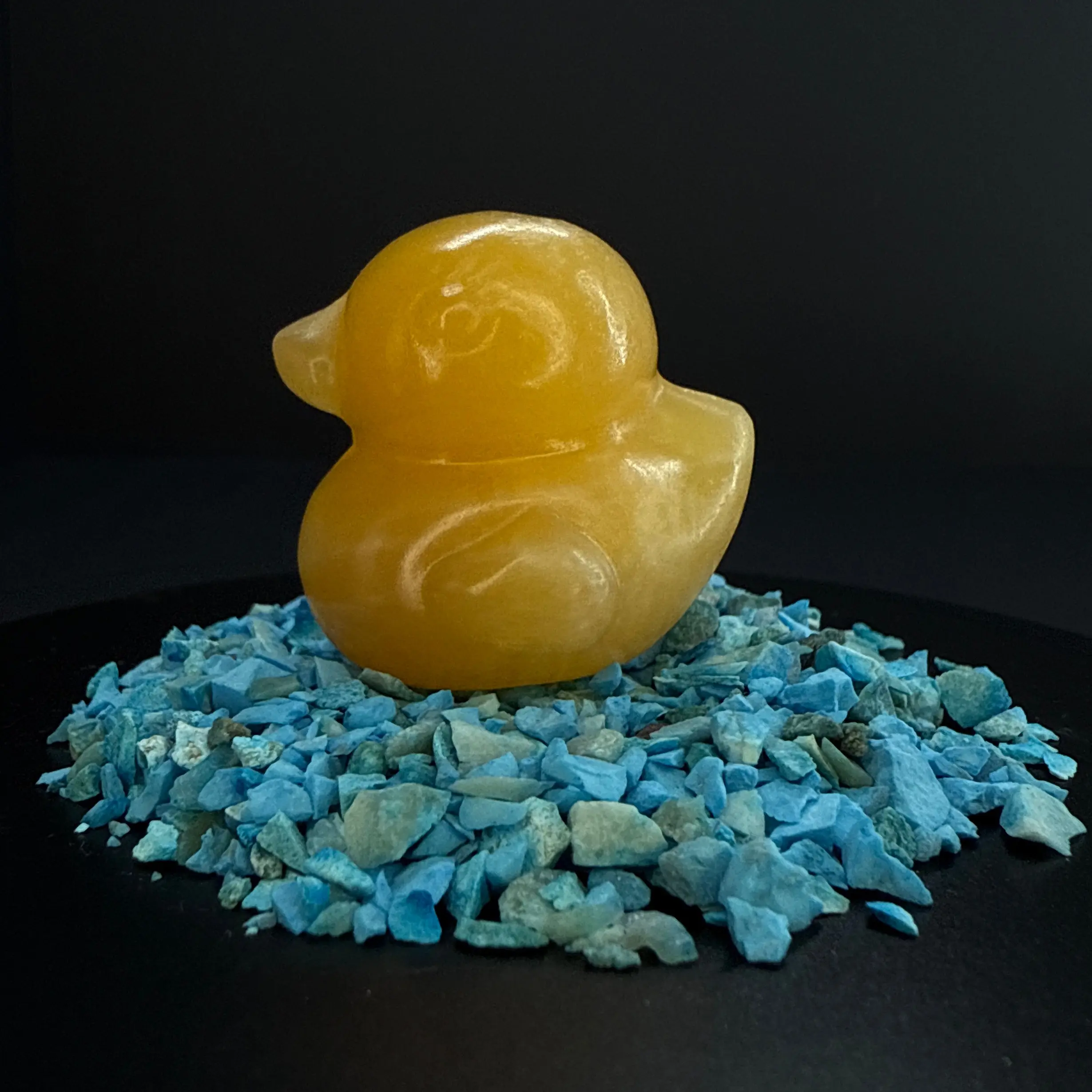Yellow Calcite Duck Carving