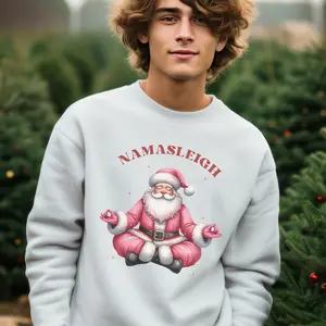 Namasleigh Christmas Sweatshirt, Yoga Holiday Jumper, Unisex Crewneck Pullover, Holiday Workout Top, Xmas Gift for Yogis