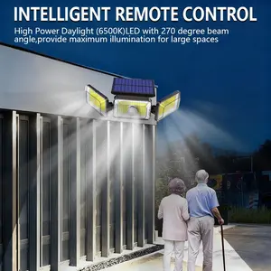 Outdoor Solar LED Security Lights IP65 Waterproof Motion Sensor Light with Remote Wide Coverage Timer 2-Pack