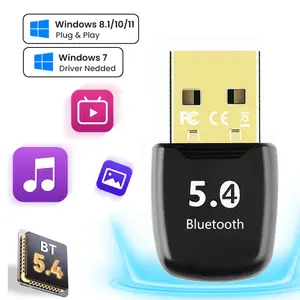 5.4 PC Bluetooth-compatible Adapter Set, Bt542 Wireless Transmitter & Receiver, Plug-And-Play Windows 11/10/8.1/7, Compatible, Ideal for Keyboard Mouse