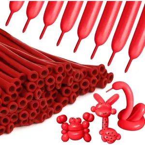 Long Balloons Red, 260 Balloons Pack of 100, Party Balloons for Balloon Arch, Fiesta Balloons Clown Balloons, Red Party Decorations for Halloween Carnivals Birthday Party Wedding Graduation