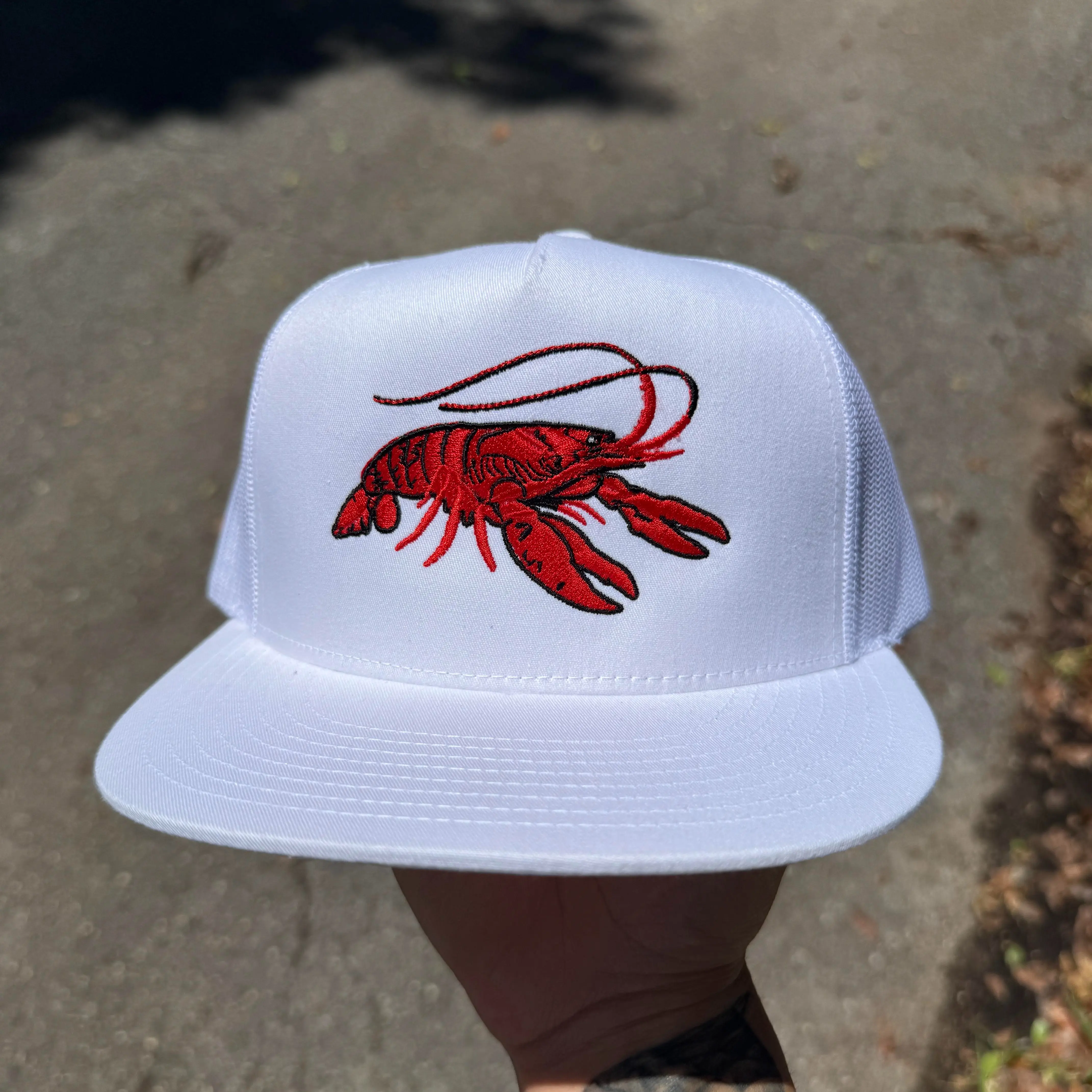 Crawfish Embroidered Snapback Trucker Hat Adjustable Premium Unisex Hat