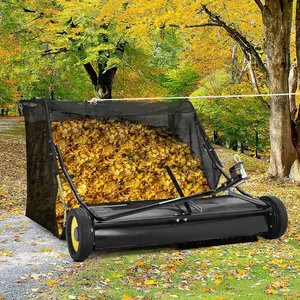 [GAOMON]52" Tow-Behind Lawn Sweeper, 27 Cu. Ft Hopper Bag Capacity; Leaf & Grass Catcher, with Adjustable Brush Height and Dump from Seat Handle