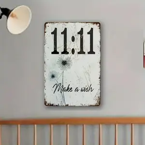 Rustic Make a Wish Metal Sign, Modern Wall Art Decor for Home Living Room & Bedroom 16x4 Inch Poster