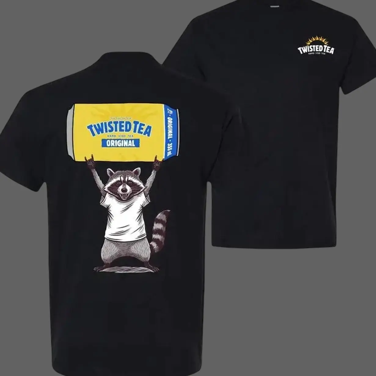 2-Sided Cotton Short-Sleeve Classic Casual Round Neck Raccoon & Twisted Tea T-Shirt, Men's Top, Unisex Apparel