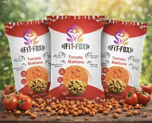 Fit Fox Tomato Makhana, Pack of 3, Roasted Superfood Snack, 1.76oz, 6g Protein