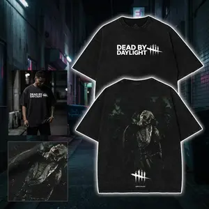 Dead By Daylight Graphic Hoodies, Tshirt, The Trapper Vintage Acid Washed sweaters Sweatshirt, tees Gaming Fans Tank Top Unisex Cotton Top, Sci-Fi Gamer Fashion Crew Neck T-Shirt