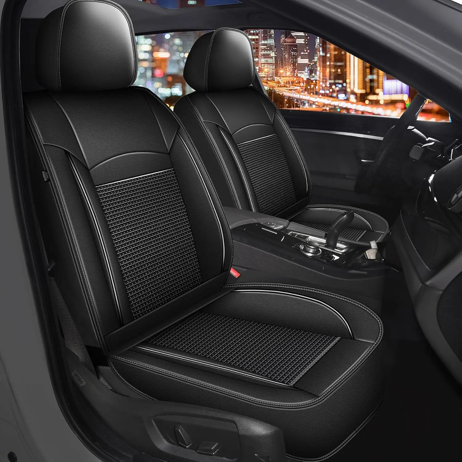 For Car Kia Optima 2002-2020: Seat Covers Full Set 5 Seats Waterproof Premium Leather Seat Covers Ice Silk Breathable Car Seat Cushion,Airbag Compatible(5 Seats, Black)Vehicle interior accessories Universal
