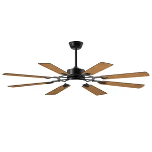 52-Inch Modern Farmhouse Windmill Ceiling Fan with LED Lights, Remote Control, 8 Plywood Blades, 6-Speed Noiseless DC Motor, Indoor Lighting for Kitchen, Bedroom