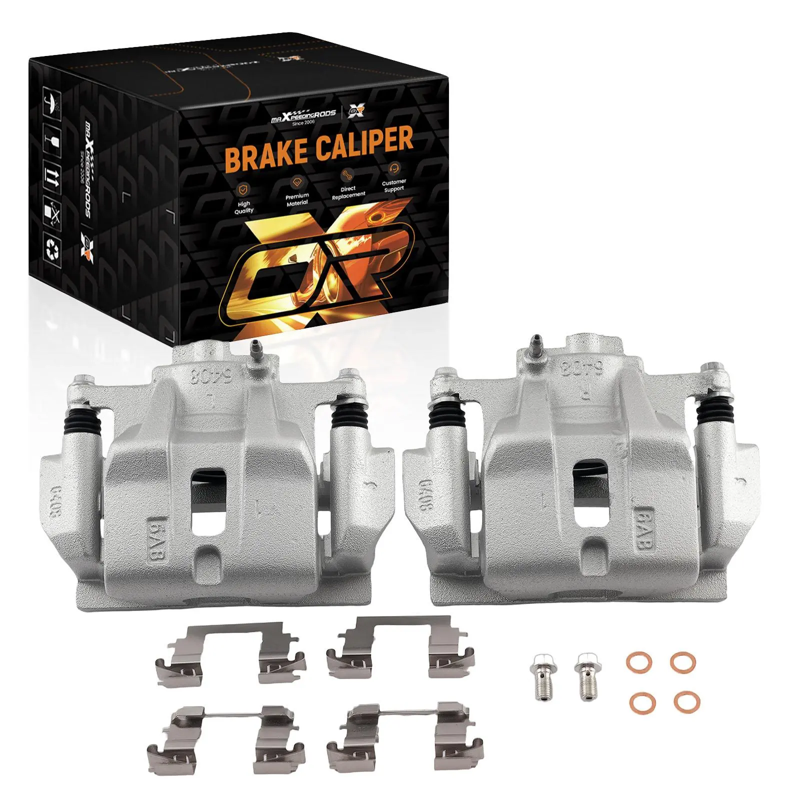 Pair Brake Caliper w/ Bracket Front compatible for Toyota Highlander Hybrid 3.3L 2006-2007