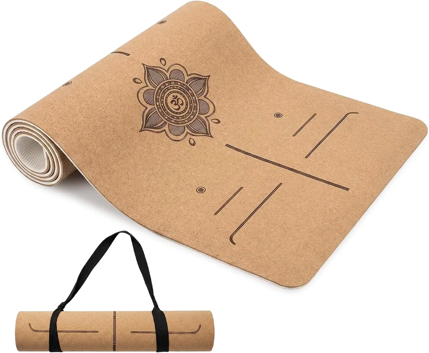 Cork Yoga Mat extra thick 6mm TPE Yoga Mat 72x24 Inch High Density Non-Slip Workout Mat Super Grip Quick-Dry for Hot Yoga, Home Gym