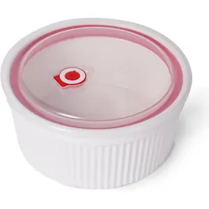 64 oz Ramekins with  1 count, Porcelain Ramekins Dishes for Souffle,Creme Brulee, Pudding, Custard Cups,Bakeware Bowls Set for Baking,Oven Safe, White (8 inch)