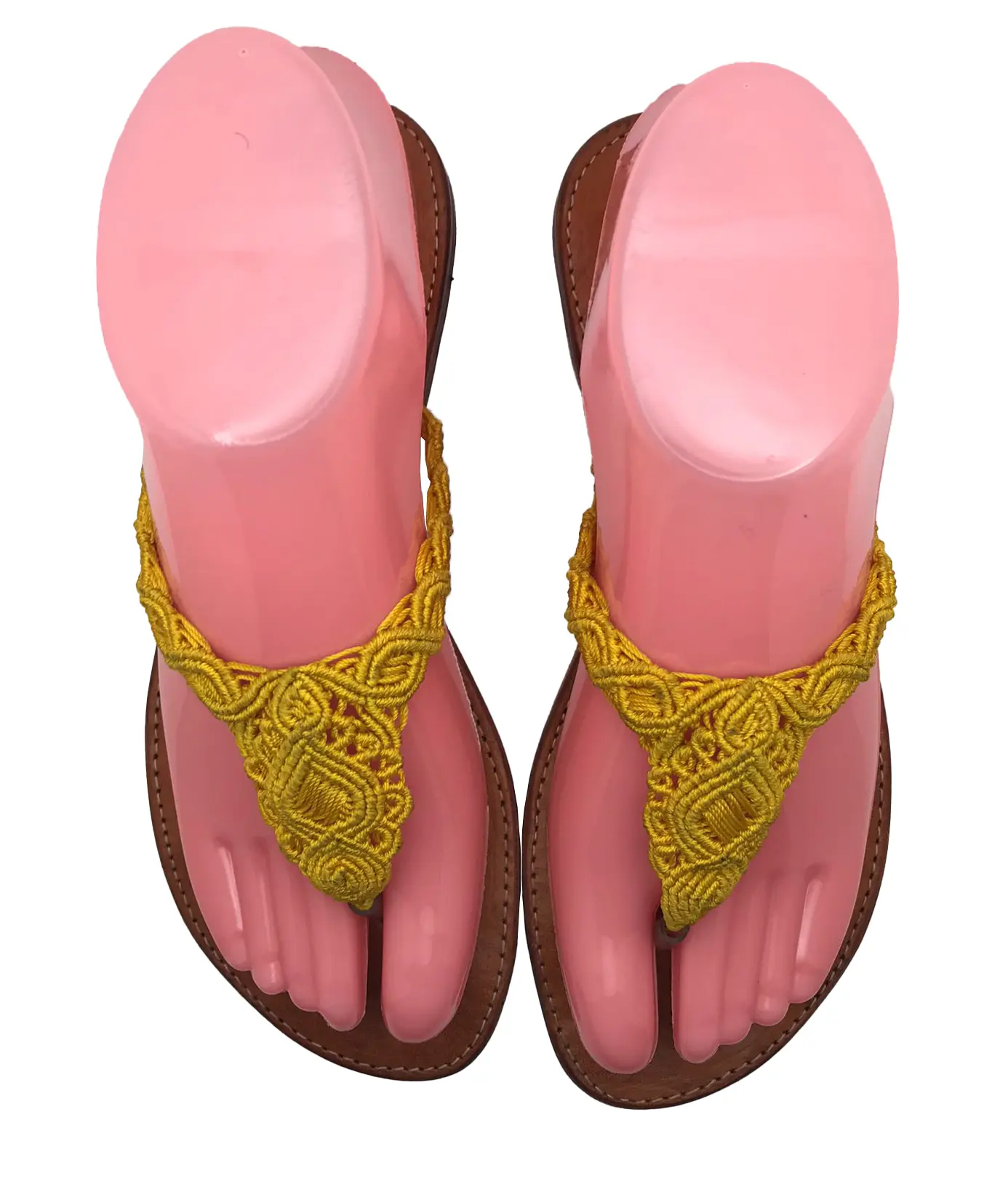 RW509 - Soleil Sandals – Handmade Haitian Macramé Flats in Sunbeam Yellow