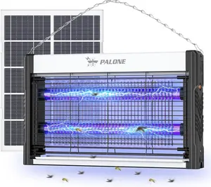 Solar Bug Zapper Outdoor, USB & Solar Rechargeable Mosquito Zapper, 4000V Electric Fly Zapper with 8W Solar Panel & 3M Cord, Waterproof UV Insect Killer for Patio, Backyard, Balcony, Indoor