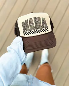 Mama Camo Checkered- Brown and Tan Unisex Foam Trucker Hat