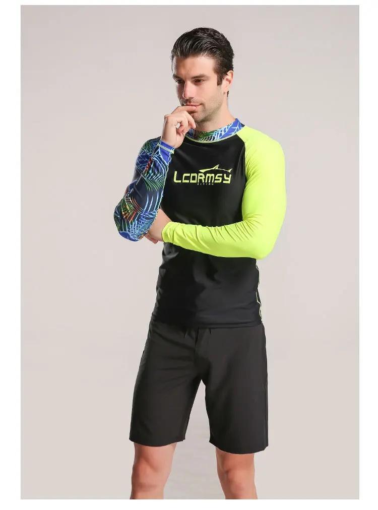 Long Sleeve Men Two Piece Swimsuit Snorkeling Suit Sunscreen Man Rash Guard Jellyfish Protection Swimsuit for Beach Surfing