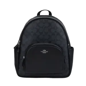 Coach Court 27 Classic Monogram Zipper Backpack with Canvas and Leather in Medium Size for Men and Women