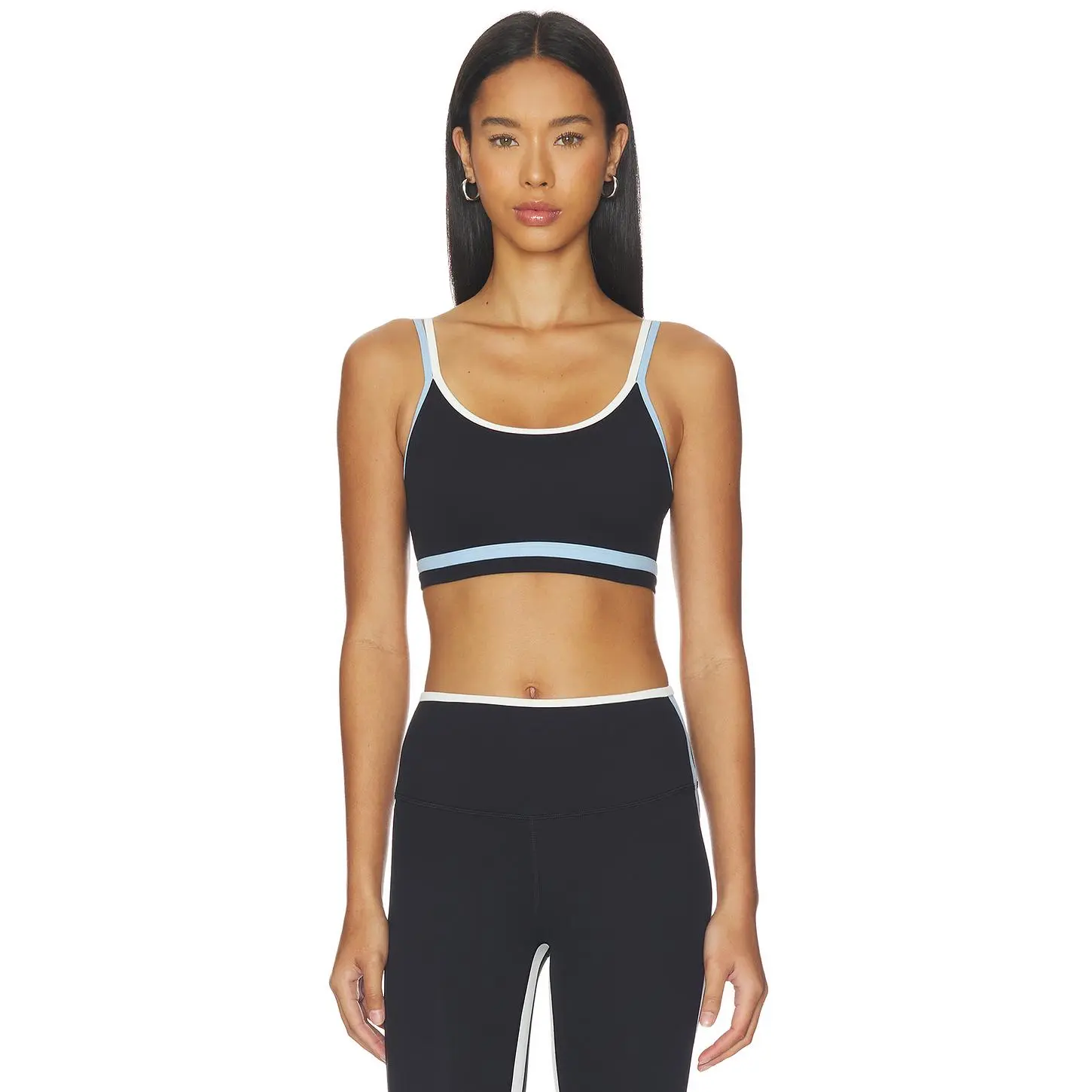 Splits59 Eva Rigor Double Strap Bra in Black & Skylight