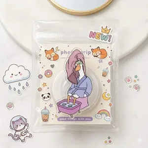 Self-Care Bird Phone Grip – Cute Cartoon Duck in Robe, Foot Soak & Eye Mask, Funny Kawaii Phone Holder for Teens