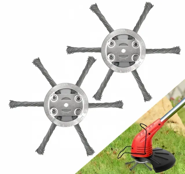 2PCS Steel Wire Grass Trimmer Head, 6 Inch 6 Blades Trimmer Replacement Accessory, Universal Wire Weed Brush Cutter Head for Lawn Mower, Garden Sidewalk Weeding