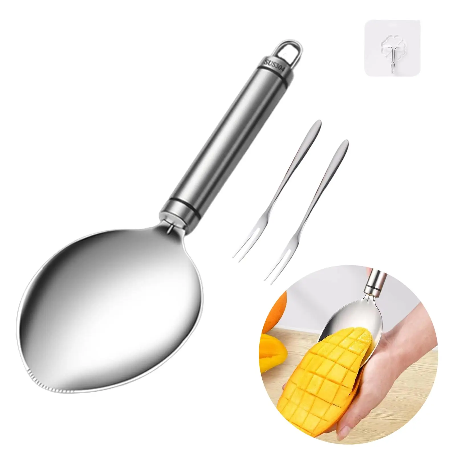 3pcs Mango Slicer Fruit Kit  Watermelon Slice Stainless Steel Kitchen Tool
