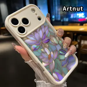 Phone Case for iPhone 17 Pro Max Air Promax Artistic Floral Colorful Lotus Bloom Pattern Full Coverage Reinforced Lens Protection Durable Soft Cover for Girl