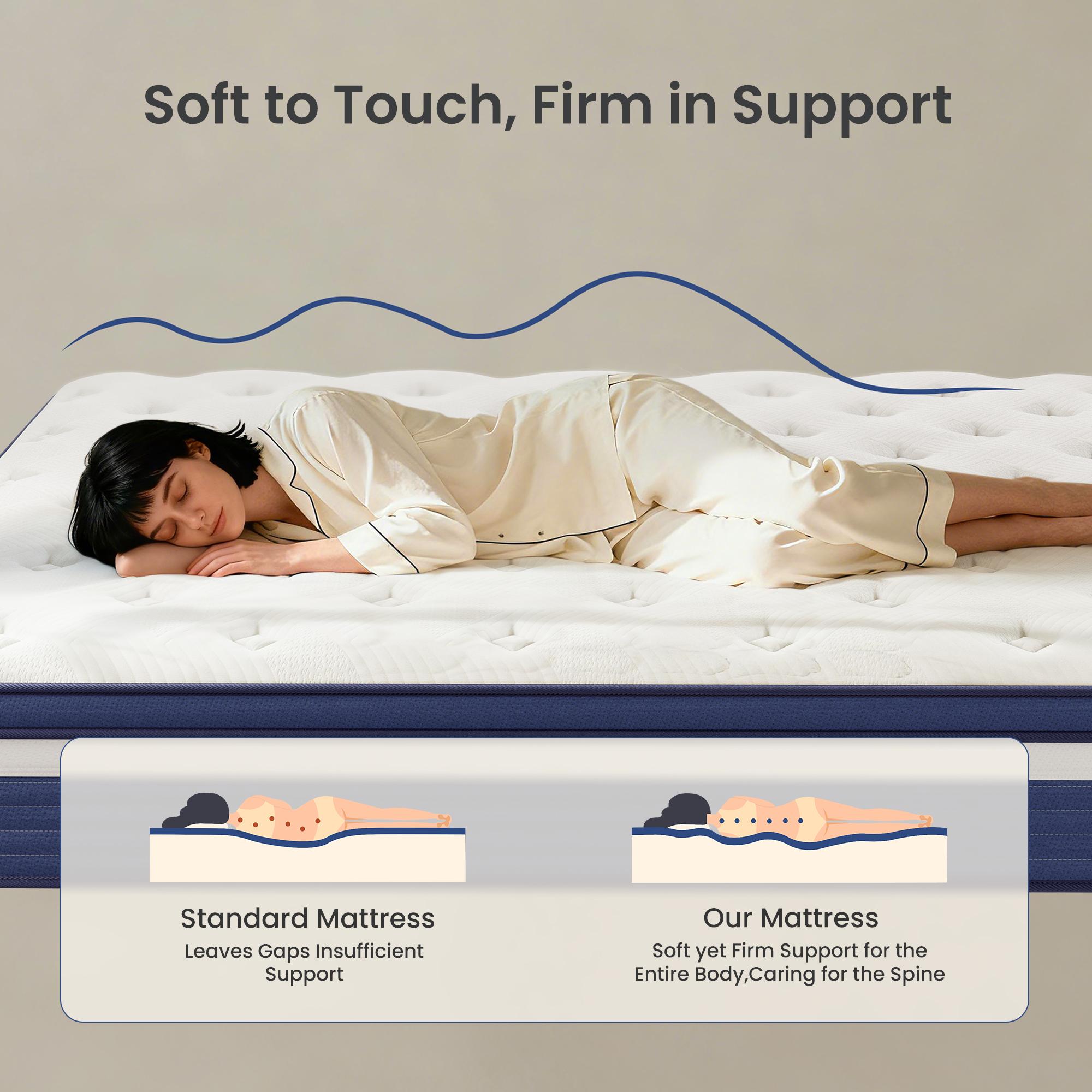 Twin/Full/Queen/King Mattress, Gel Memory Foam & Zoned Support Springs, Pressure Relief, Breathable Fabric, Motion Isolation Mattress Memory   twin mattresses