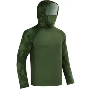 RODEEL 915 Men's UPF 50+ UV Protection Sun Hoodie Shirt with Mask Neck Gaiter, Male Outdoor Clothing, All Seasons, Multi-Size, Lightweight Quick-Dry Moisture-Wicking Breathable Athletic Activewear for Fishing, Hiking, Construction, summervibes