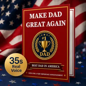 Funny Father’s Day Talking Card for Dad, 35s President Voice Greeting Card with Sound, Make Dad Great Again Audio Card, Gift for Dad Husband Grandpa from Daughter Son Wife