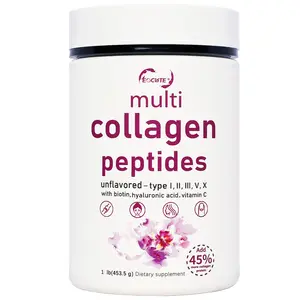 Multi Collagen  Peptides Powder with Hyaluronic Acid, Vitamin C - Edible Supplement, Unflavoured Collagen Peptides for Hair & Nail Care Beauty Fitness