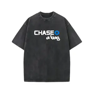 Men'S Chase A Bag Graphic Tee - Vintage Washed , Bold Blue Print, Comfortable Casual Wear, Round Neck, Machine Washable, Summer Essential