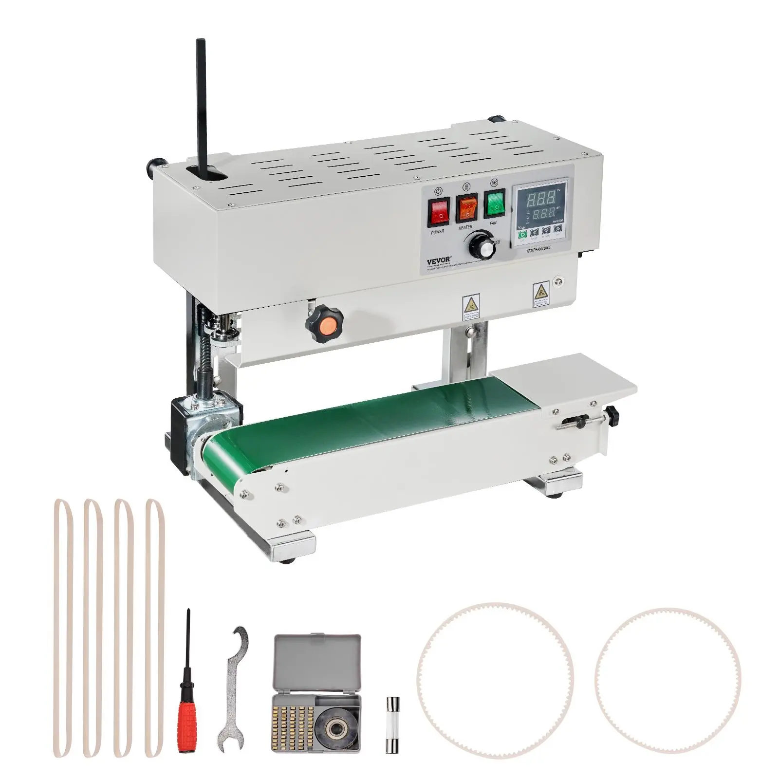【Summerfinds】VEVOR Continuous Bag Band Sealing Machine,  , 0.24-0.47 in/6-12 mm Seal Width, Vertical Band Sealer Machine with Digital Temperature Control, Carbon Steel Bag Sealer for 0.02-0.8 mm Plastic Bags Films