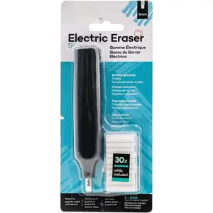 Electric Eraser, Includes 30 Eraser Refills. Suitable for use with Graphite Pencils and Color Pencils.