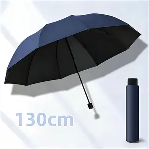 10 Bone 130cm Manual Folding Large Umbrella, Wind and Rain Resistant, UV Protection, Sun Shading, Suitable for Men and Women, 1pc, Windproof Umbrella, Rainproof Umbrella