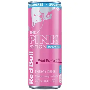 12x Red Bull Pink Edition Sugar Free Wild Berries - Energy Drink Beverage Refreshing Sparkling Caffeine Boost Low Calorie Bundle Bulk Wholesale Lot Pack Gourmet Cold Drinks Gym Workout Performance Active Lifestyle Berry Flavor 8.4oz 12ct