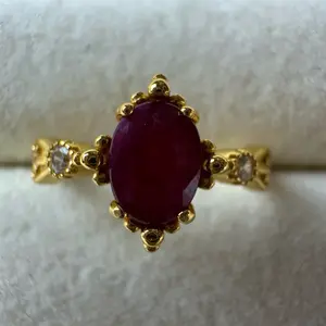 <PingEast Jewelry>Ruby ring201---- 1ct Ruby Ring A marquise (5×7mm, 1ct) set in gold-plated 925 sterling silver. Its vintage-inspired design exudes elegance and sophistication, perfect for making a refined statement or gifting to someone sp