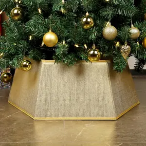 Fabric Christmas Tree , Hexagonal Shiny Tree Ring, Willow Christmas Tree Skirt for Christmas Tree Decorations (Shiny )