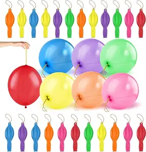 30Pcs Neon Punch Balloons with Rubber Handle – Thick, Heavy-Duty Bouncy Balls for Kids Party Favors, Birthday, Wedding, Valentine’s & Easter Gifts