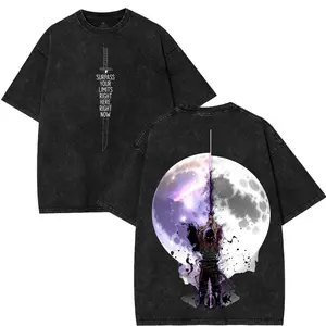Yami Sukehiro – Surpass Your Limits | Black Clover Japanese Anime Oversized Graphic Tee Vintage Y2K Trendy Design Casual Printed Acid Washed Cotton T-Shirt Unisex Streetwear, Apparel Classic Crewneck Top Manga Movie Menswear, Gift Fan Lover Merch