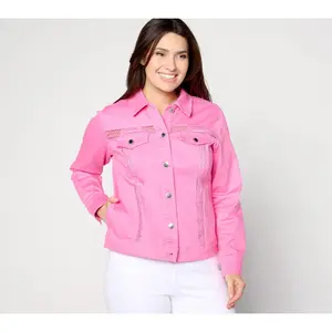 Isaac Mizrahi Live! True Denim Jacket with Eyelet Insets