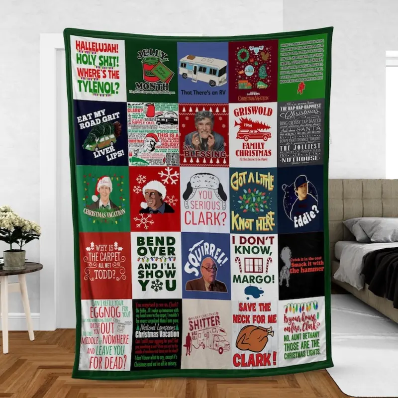 National Lampoon's Christmas Vacation Premium Fleece Mink Sherpa Blanket - Griswold Family, Clark Griswold Themed, Wrinkle Resistant, Super Soft Home Room Decor, Thanksgiving Gift for Child, Sizes 30x40in,40x50in,50x60in,60x80in (Baby Option)