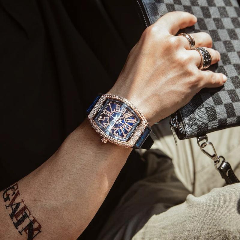 Luxury Full Diamond Watch - Unisex Quartz Watch with Large Dial Diamond-Encrusted Royal Style Gift Box Packaging Perfect Gift for Holiday