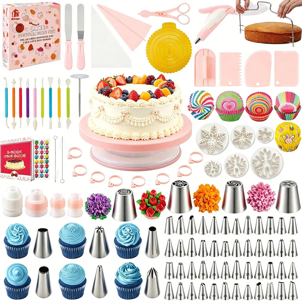 Frosting Piping Kit All Purpose Buttercream Decorating Bundle, Universal Fit Icing Tools, Suitable For Family Kid Friendly DIY Cake Party Craft Activities