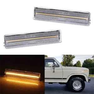 2PCS Front Amber LED Side Marker Light For Ford Bronco F150 F250 F350 1980 1981 1982 1983 1984 1985 1986 Replace OEM EOTZ15A201A, FO2551106