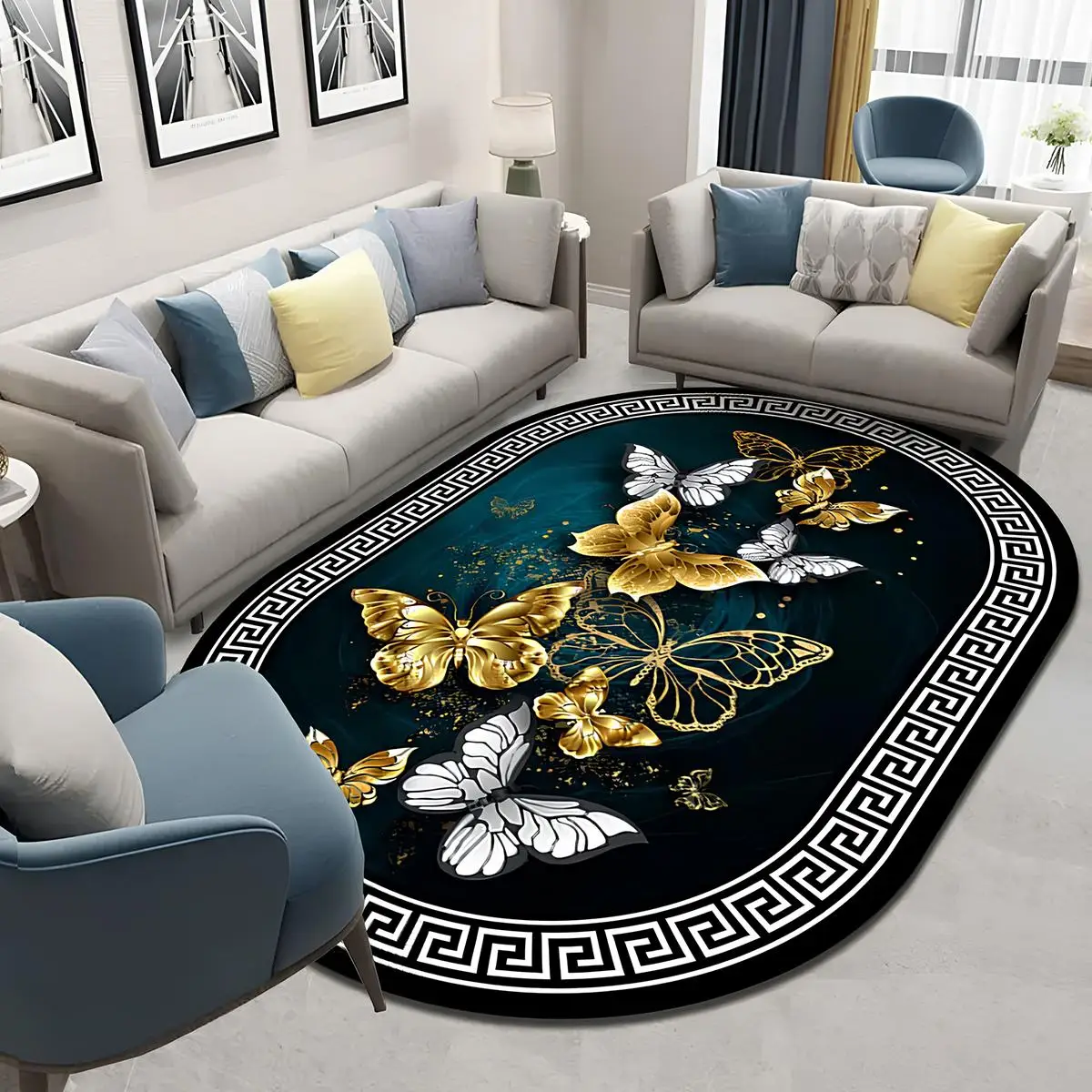 Butterfly Pattern Non-slip Washable Floor Mat, 1 Count Classical Soft Floor Carpet, Decorative Area Rug for Home Living Room Bedroom, Halloween Decor