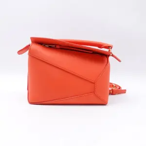 Pre-owned Loewe Calfskin Shoulder Bags Puzzle Edge Orange Shoulder Bag