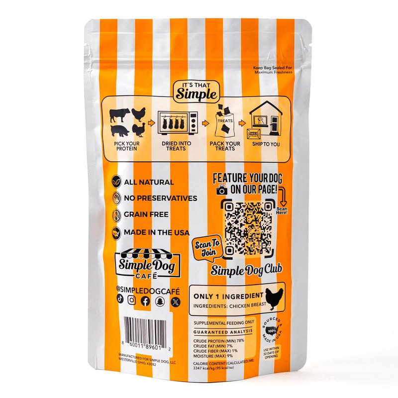 4 Bag Jerky Box for Dogs - Single Ingredient Each, 100% USA Made Chicken, Beef, Pork or Turkey Jerky, All-Natural, Human-Grade Healthy Snack, Includes (4) 6oz Bags, good for all breeds, picky/allergic dogs favorite Treat, Only at Simple Dog Café